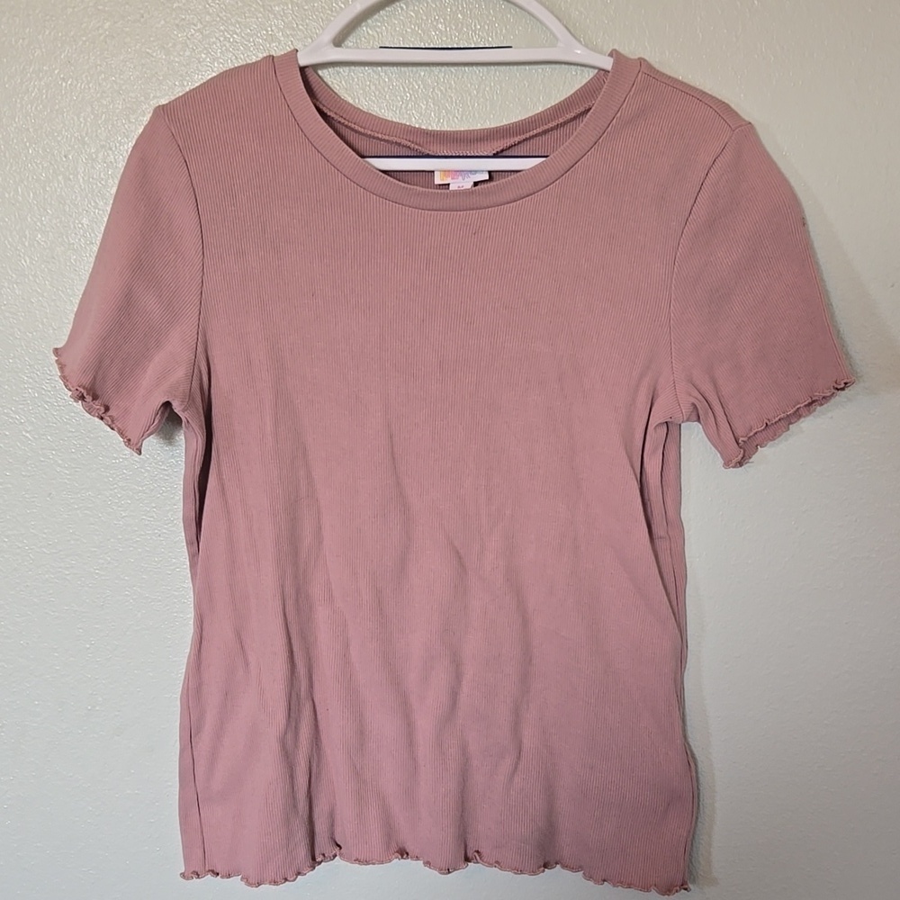 LulaRoe | Blush Lettuce Trim Short Sleeve Tee Size Medium